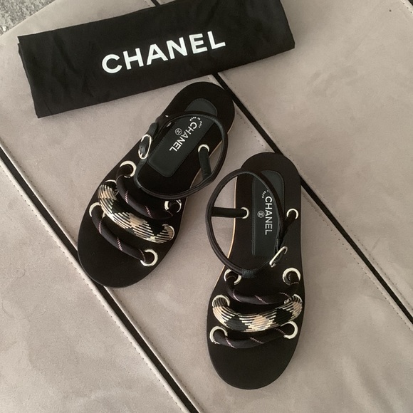 Chanel NWOT Black Rope Sandals size 36 - Picture 4 of 17